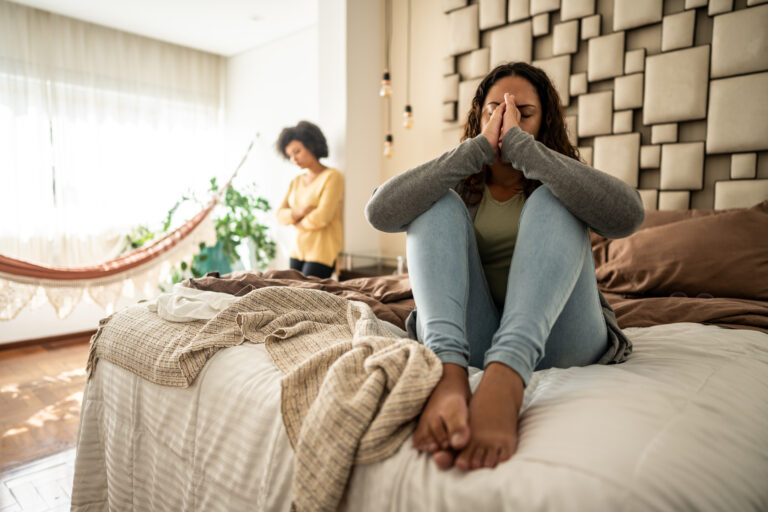 Stressed couple in conflict